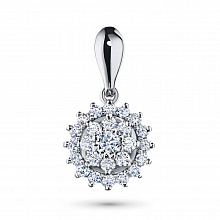 14K White Gold Pendant with 25 Round-Cut Lab-Created Diamonds 0.794 CT.TW