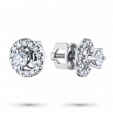 14K White Gold Earring Studs with 30 Round-Cut Lab-Created Diamonds 0.733 CT.TW