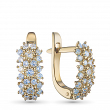 14K Yellow Gold Earrings with 46 Round-Cut Lab-Created Diamonds 0.699 CT.TW
