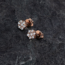 14K Rose Gold Earring Studs with 14 Round-Cut Lab-Created Diamonds 0.667 CT.TW