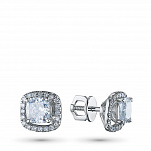 14K White Gold Earring Studs with 42 Round-Cut Lab-Created Diamonds 2.344 CT.TW
