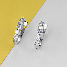 Sterling Silver Earrings with 10 Round-Cut Lab-Created Diamonds 0.917 CT.TW