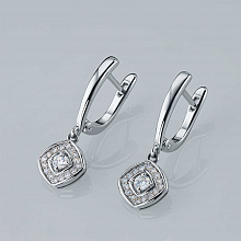 Sterling Silver Earrings with 34 Round-Cut Lab-Created Diamonds 0.378 CT.TW