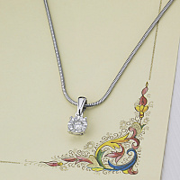 Sterling Silver Pendant with 9 Round-Cut Lab-Created Diamonds 0.175 CT.TW - изображение 4