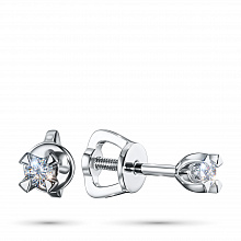 Sterling Silver Earring Studs with 2 Round-Cut Lab-Created Diamonds 0.236 CT.TW