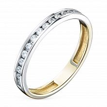 14K White and Yellow Gold Ring with 15 Round-Cut Lab-Created Diamonds 0.23 CT.TW