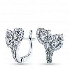 14K White Gold Earrings with 92 Round-Cut Lab-Created Diamonds 1.216 CT.TW
