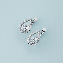 14K White Gold Earrings with 38 Round-Cut Lab-Created Diamonds 0.899 CT.TW