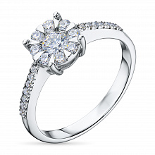 Sterling Silver Ring with 23 Round-Cut Lab-Created Diamonds 0.453 CT.TW