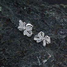 14K White Gold Earring Studs with 72 Round-Cut Lab-Created Diamonds 0.417 CT.TW