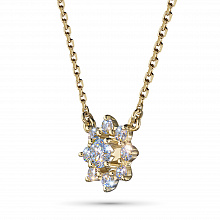 14K Yellow Gold Necklace with 9 Round-Cut Lab-Created Diamonds 0.588 CT.TW