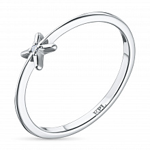 14K White Gold Ring with 1 Round-Cut Lab-Created Diamond 0.008 CT.TW