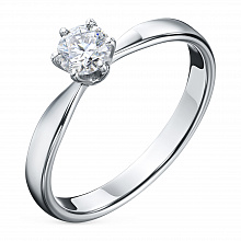 14K White Gold Ring with 1 Round-Cut Lab-Created Diamond 0.378 CT.TW