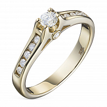 Yellow Gold Ring with 13 Round-Cut Diamonds 0.407 CT.TW