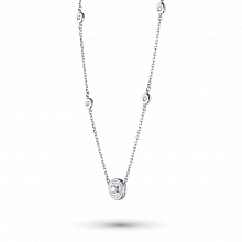 14K White Gold Necklace with 23 Round-Cut Lab-Created Diamonds 0.366 CT.TW