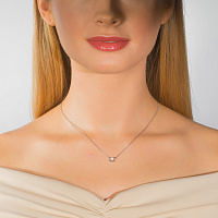 Sterling Silver Necklace with 1 Round-Cut Lab-Created Diamond 0.178 CT.TW - изображение 5