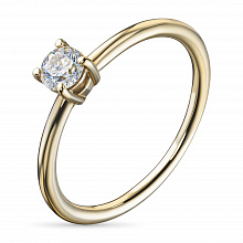 14K Yellow Gold Ring with 1 Round-Cut Lab-Created Diamond 0.96 CT.TW