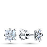 Sterling Silver Earring Studs with 18 Round-Cut Lab-Created Diamonds 0.514 CT.TW - изображение 1