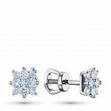 Sterling Silver Earring Studs with 18 Round-Cut Lab-Created Diamonds 0.52 CT.TW