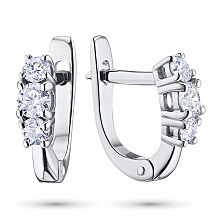 14K White Gold Earrings with 6 Round-Cut Lab-Created Diamonds 0.572 CT.TW