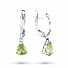 Sterling Silver Earrings with 2 Pear-Cut Chrysolites 1.537 CT.TW