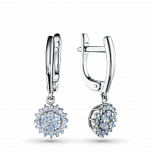 14K White Gold Earrings with 46 Round-Cut Lab-Created Diamonds 0.557 CT.TW