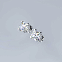 14K White Gold Earring Studs with 2 Round-Cut Lab-Created Diamonds 0.616 CT.TW - изображение 3