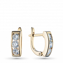 14K Yellow Gold Earrings with 6 Round-Cut Lab-Created Diamonds 0.992 CT.TW