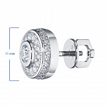 14K White Gold Earring Studs with 80 Round-Cut Lab-Created Diamonds 1.205 CT.TW