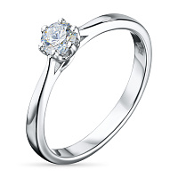 14K White Gold Ring with 1 Round-Cut Lab-Created Diamond 0.375 CT.TW - изображение 2