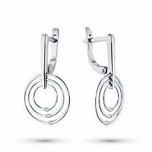 14K White Gold Earrings with 6 Round-Cut Lab-Created Diamonds 0.058 CT.TW