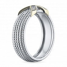 14K White and Yellow Gold Ring with 10 Round-Cut Lab-Created Diamonds 0.099 CT.TW