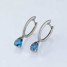 Sterling Silver Earrings with 2 Pear-Cut Topazes 1.681 CT.TW