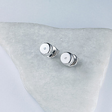 Sterling Silver Earring Studs with 2 Round-Cut Diamonds 0.01 CT.TW