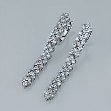 14K White Gold Earrings with 74 Round-Cut Lab-Created Diamonds 1.579 CT.TW