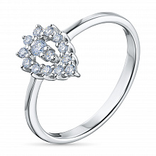 Sterling Silver Ring with 14 Round-Cut Lab-Created Diamonds 0.252 CT.TW