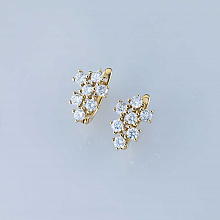 14K Yellow Gold Earrings with 14 Round-Cut Lab-Created Diamonds 0.983 CT.TW