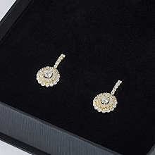 14K Yellow Gold Earrings with 70 Round-Cut Lab-Created Diamonds 1.445 CT.TW