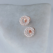 14K Rose Gold Earring Studs with 60 Round-Cut Lab-Created Diamonds 0.377 CT.TW