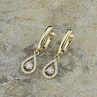 Yellow Gold Earrings with 42 Round-Cut Lab-Created Diamonds 1.204 CT.TW - изображение 4