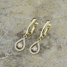 14K Yellow Gold Earrings with 42 Round-Cut Lab-Created Diamonds 1.169 CT.TW