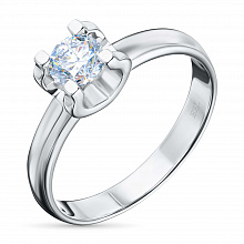 14K White Gold Ring with 1 Round-Cut Lab-Created Diamond 0.325 CT.TW