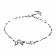Sterling Silver Bracelet with 1 Round-Cut Diamond 0.011 CT.TW