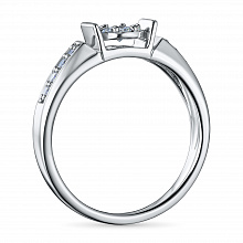 Sterling Silver Ring with 15 Round-Cut Lab-Created Diamonds 0.193 CT.TW