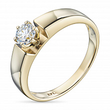 14K Yellow Gold Ring with 1 Round-Cut Lab-Created Diamond 0.916 CT.TW