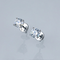 14K White Gold Earring Studs with 2 Round-Cut Lab-Created Diamonds 2.044 CT.TW - изображение 3