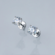 14K White Gold Earring Studs with 2 Round-Cut Lab-Created Diamonds 2.132 CT.TW