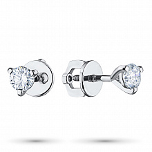 14K White Gold Earring Studs with 2 Round-Cut Lab-Created Diamonds 0.515 CT.TW