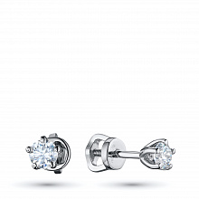 Sterling Silver Earring Studs with 2 Round-Cut Lab-Created Diamonds 0.582 CT.TW
