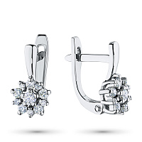 Sterling Silver Earrings with 22 Round-Cut Lab-Created Diamonds 0.411 CT.TW - изображение 1